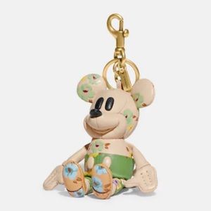 Disney X Coach Mickey Mouse Bag Charm With Floral Print, NWOT